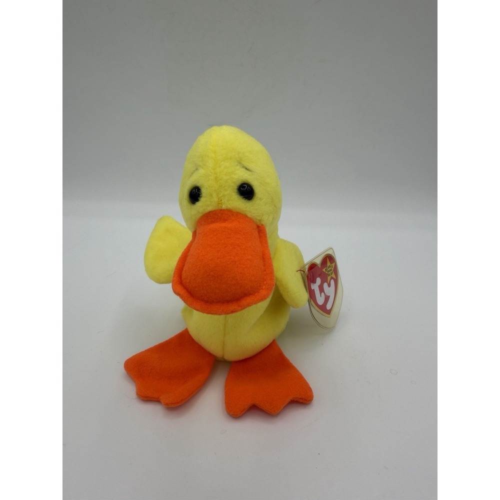 🦆✨ Ty Beanie Baby Quackers the Duck – 1993 – PVC Pellets – RARE Early Edition